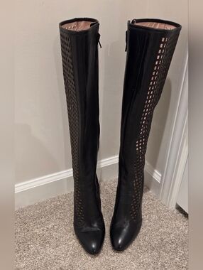 SJP by Sarah Jessica Parker Black Laser-Cut Over-the-Knee Boots